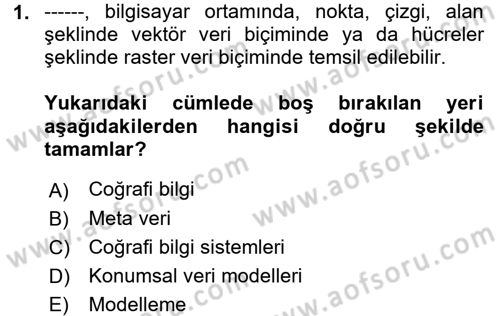 Konumsal Veritabanı 2 Dersi 2017 - 2018 Yılı (Final) Dönem Sonu Sınav Soruları 1. Soru
