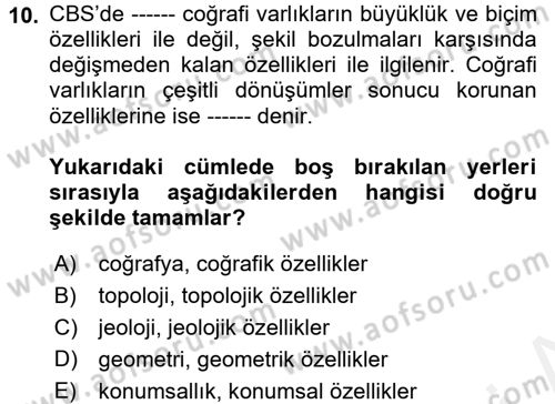 Konumsal Veritabanı 2 Dersi 2017 - 2018 Yılı (Final) Dönem Sonu Sınav Soruları 10. Soru