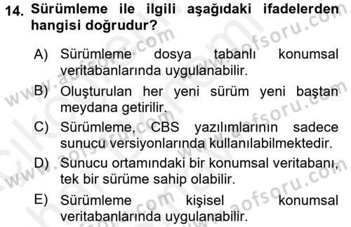 Konumsal Veritabanı 2 Dersi 2017 - 2018 Yılı (Final) Dönem Sonu Sınav Soruları 14. Soru