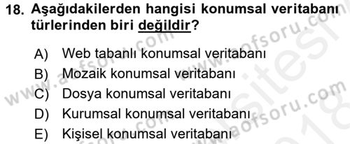 Konumsal Veritabanı 2 Dersi 2017 - 2018 Yılı (Final) Dönem Sonu Sınav Soruları 18. Soru