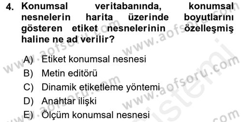 Konumsal Veritabanı 2 Dersi 2017 - 2018 Yılı (Final) Dönem Sonu Sınav Soruları 4. Soru