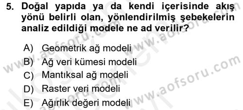 Konumsal Veritabanı 2 Dersi 2017 - 2018 Yılı (Final) Dönem Sonu Sınav Soruları 5. Soru