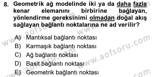 Konumsal Veritabanı 2 Dersi 2017 - 2018 Yılı (Final) Dönem Sonu Sınav Soruları 8. Soru