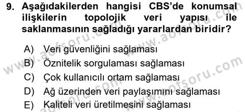 Konumsal Veritabanı 2 Dersi 2017 - 2018 Yılı (Final) Dönem Sonu Sınav Soruları 9. Soru