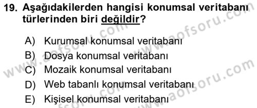 Konumsal Veritabanı 2 Dersi 2018 - 2019 Yılı 3 Ders Sınav Soruları 19. Soru