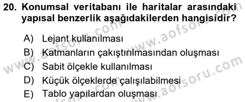 Konumsal Veritabanı 2 Dersi 2018 - 2019 Yılı 3 Ders Sınav Soruları 20. Soru