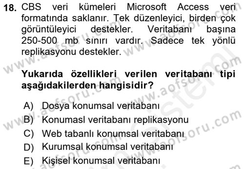 Konumsal Veritabanı 2 Dersi 2018 - 2019 Yılı (Final) Dönem Sonu Sınavı 18. Soru