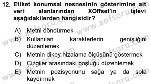 Konumsal Veritabanı 2 Dersi 2018 - 2019 Yılı Yaz Okulu Sınav Soruları 12. Soru