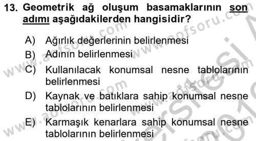 Konumsal Veritabanı 2 Dersi 2018 - 2019 Yılı Yaz Okulu Sınav Soruları 13. Soru