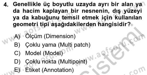 Konumsal Veritabanı 2 Dersi 2018 - 2019 Yılı Yaz Okulu Sınav Soruları 4. Soru