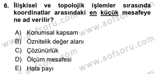 Konumsal Veritabanı 2 Dersi 2018 - 2019 Yılı Yaz Okulu Sınav Soruları 6. Soru