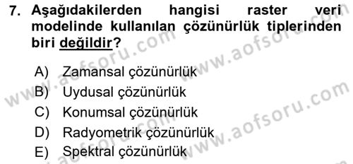 Konumsal Veritabanı 2 Dersi 2018 - 2019 Yılı Yaz Okulu Sınav Soruları 7. Soru