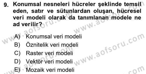 Konumsal Veritabanı 2 Dersi 2018 - 2019 Yılı Yaz Okulu Sınav Soruları 9. Soru