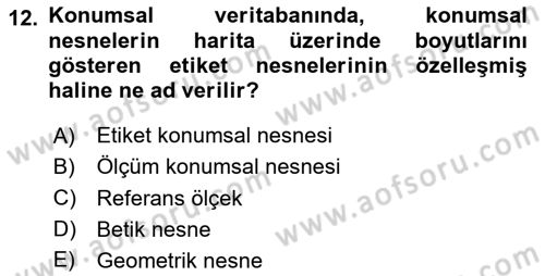 Konumsal Veritabanı 2 Dersi 2020 - 2021 Yılı Yaz Okulu Sınav Soruları 12. Soru