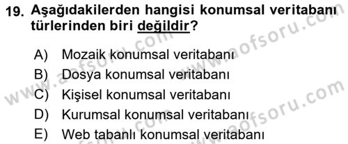 Konumsal Veritabanı 2 Dersi 2020 - 2021 Yılı Yaz Okulu Sınav Soruları 19. Soru