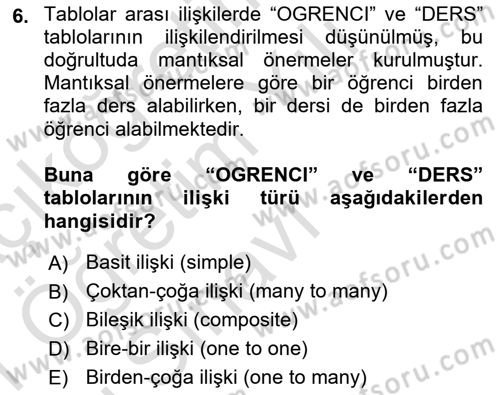 Konumsal Veritabanı 2 Dersi 2020 - 2021 Yılı Yaz Okulu Sınav Soruları 6. Soru