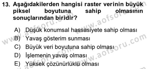 Konumsal Veritabanı 2 Dersi 2021 - 2022 Yılı (Vize) Ara Sınav Soruları 13. Soru