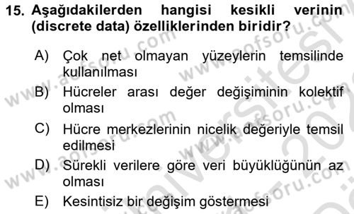 Konumsal Veritabanı 2 Dersi 2021 - 2022 Yılı (Vize) Ara Sınav Soruları 15. Soru