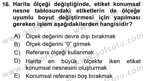 Konumsal Veritabanı 2 Dersi 2021 - 2022 Yılı (Vize) Ara Sınav Soruları 16. Soru