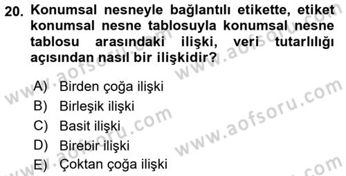 Konumsal Veritabanı 2 Dersi 2021 - 2022 Yılı (Vize) Ara Sınav Soruları 20. Soru
