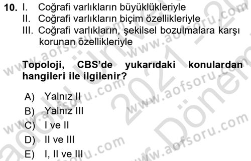 Konumsal Veritabanı 2 Dersi 2021 - 2022 Yılı (Final) Dönem Sonu Sınavı 10. Soru