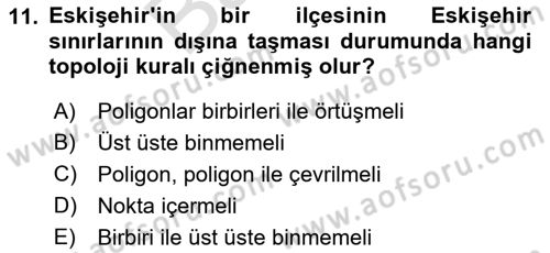 Konumsal Veritabanı 2 Dersi 2021 - 2022 Yılı (Final) Dönem Sonu Sınavı 11. Soru