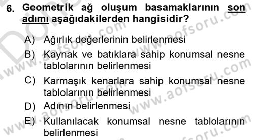 Konumsal Veritabanı 2 Dersi 2021 - 2022 Yılı (Final) Dönem Sonu Sınavı 6. Soru