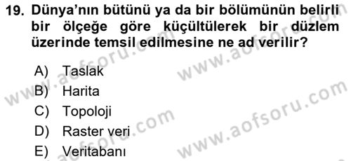 Konumsal Veritabanı 2 Dersi 2021 - 2022 Yılı Yaz Okulu Sınav Soruları 19. Soru