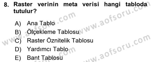Konumsal Veritabanı 2 Dersi 2021 - 2022 Yılı Yaz Okulu Sınav Soruları 8. Soru