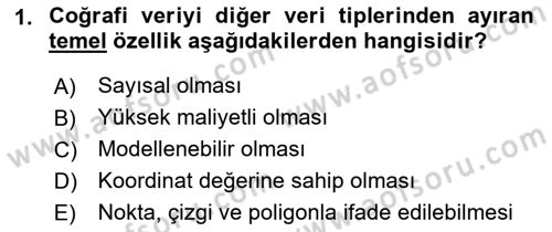 Konumsal Veritabanı 2 Dersi 2022 - 2023 Yılı Yaz Okulu Sınav Soruları 1. Soru