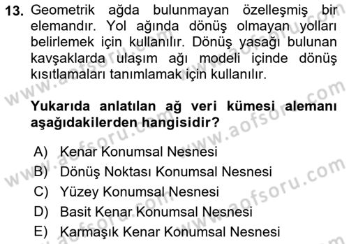 Konumsal Veritabanı 2 Dersi 2022 - 2023 Yılı Yaz Okulu Sınav Soruları 13. Soru
