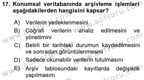 Konumsal Veritabanı 2 Dersi 2022 - 2023 Yılı Yaz Okulu Sınav Soruları 17. Soru