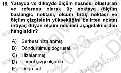 Konumsal Veritabanı 2 Dersi 2023 - 2024 Yılı (Vize) Ara Sınav Soruları 16. Soru