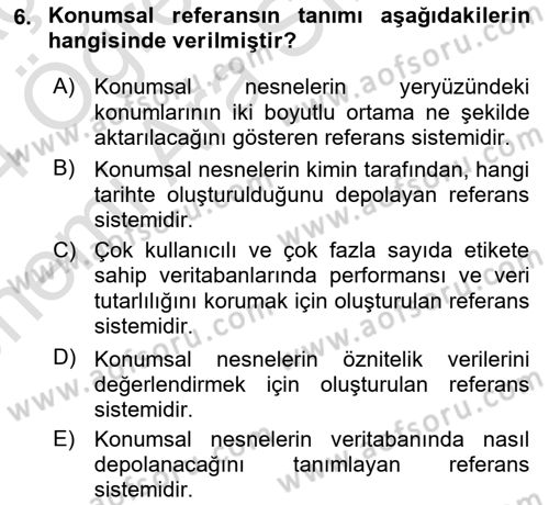 Konumsal Veritabanı 2 Dersi 2023 - 2024 Yılı (Vize) Ara Sınav Soruları 6. Soru