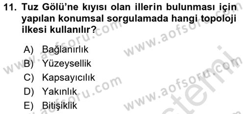 Konumsal Veritabanı 2 Dersi 2023 - 2024 Yılı (Final) Dönem Sonu Sınav Soruları 11. Soru