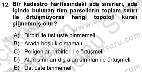 Konumsal Veritabanı 2 Dersi 2023 - 2024 Yılı (Final) Dönem Sonu Sınav Soruları 12. Soru