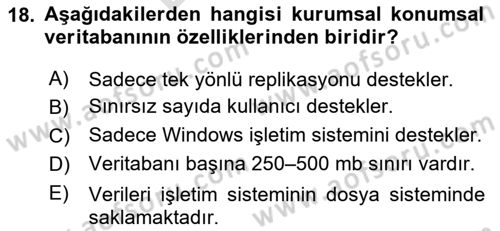 Konumsal Veritabanı 2 Dersi 2023 - 2024 Yılı (Final) Dönem Sonu Sınav Soruları 18. Soru