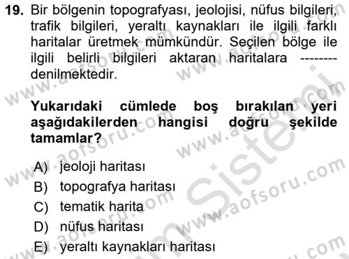 Konumsal Veritabanı 2 Dersi 2023 - 2024 Yılı (Final) Dönem Sonu Sınav Soruları 19. Soru