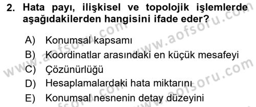 Konumsal Veritabanı 2 Dersi 2023 - 2024 Yılı (Final) Dönem Sonu Sınav Soruları 2. Soru