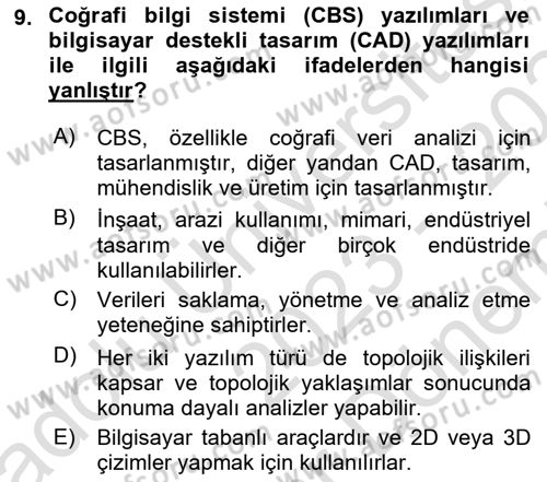 Konumsal Veritabanı 2 Dersi 2023 - 2024 Yılı (Final) Dönem Sonu Sınav Soruları 9. Soru