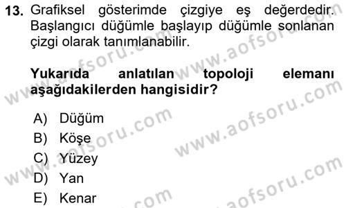 Konumsal Veritabanı 2 Dersi 2023 - 2024 Yılı Yaz Okulu Sınav Soruları 13. Soru