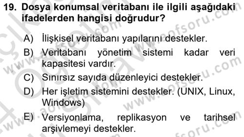 Konumsal Veritabanı 2 Dersi 2023 - 2024 Yılı Yaz Okulu Sınav Soruları 19. Soru
