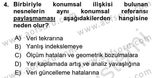 Konumsal Veritabanı 2 Dersi 2023 - 2024 Yılı Yaz Okulu Sınav Soruları 4. Soru
