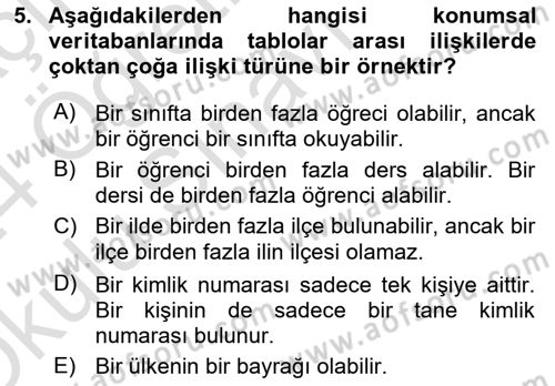 Konumsal Veritabanı 2 Dersi 2023 - 2024 Yılı Yaz Okulu Sınav Soruları 5. Soru