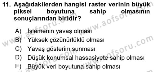 Konumsal Veritabanı 2 Dersi 2024 - 2025 Yılı (Vize) Ara Sınav Soruları 11. Soru