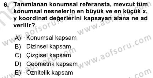 Konumsal Veritabanı 2 Dersi 2024 - 2025 Yılı (Vize) Ara Sınav Soruları 6. Soru