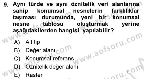 Konumsal Veritabanı 2 Dersi 2024 - 2025 Yılı (Vize) Ara Sınav Soruları 9. Soru