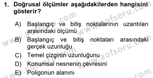 Konumsal Veritabanı 2 Dersi 2024 - 2025 Yılı (Final) Dönem Sonu Sınav Soruları 1. Soru