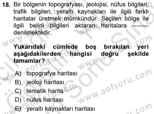 Konumsal Veritabanı 2 Dersi 2024 - 2025 Yılı (Final) Dönem Sonu Sınav Soruları 18. Soru