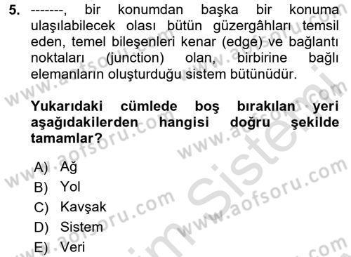 Konumsal Veritabanı 2 Dersi 2024 - 2025 Yılı (Final) Dönem Sonu Sınav Soruları 5. Soru